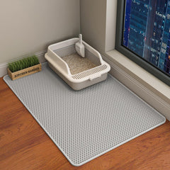 Alfombra HCY&WLD para arena de gato gris, doble estructura que atrapa granos.