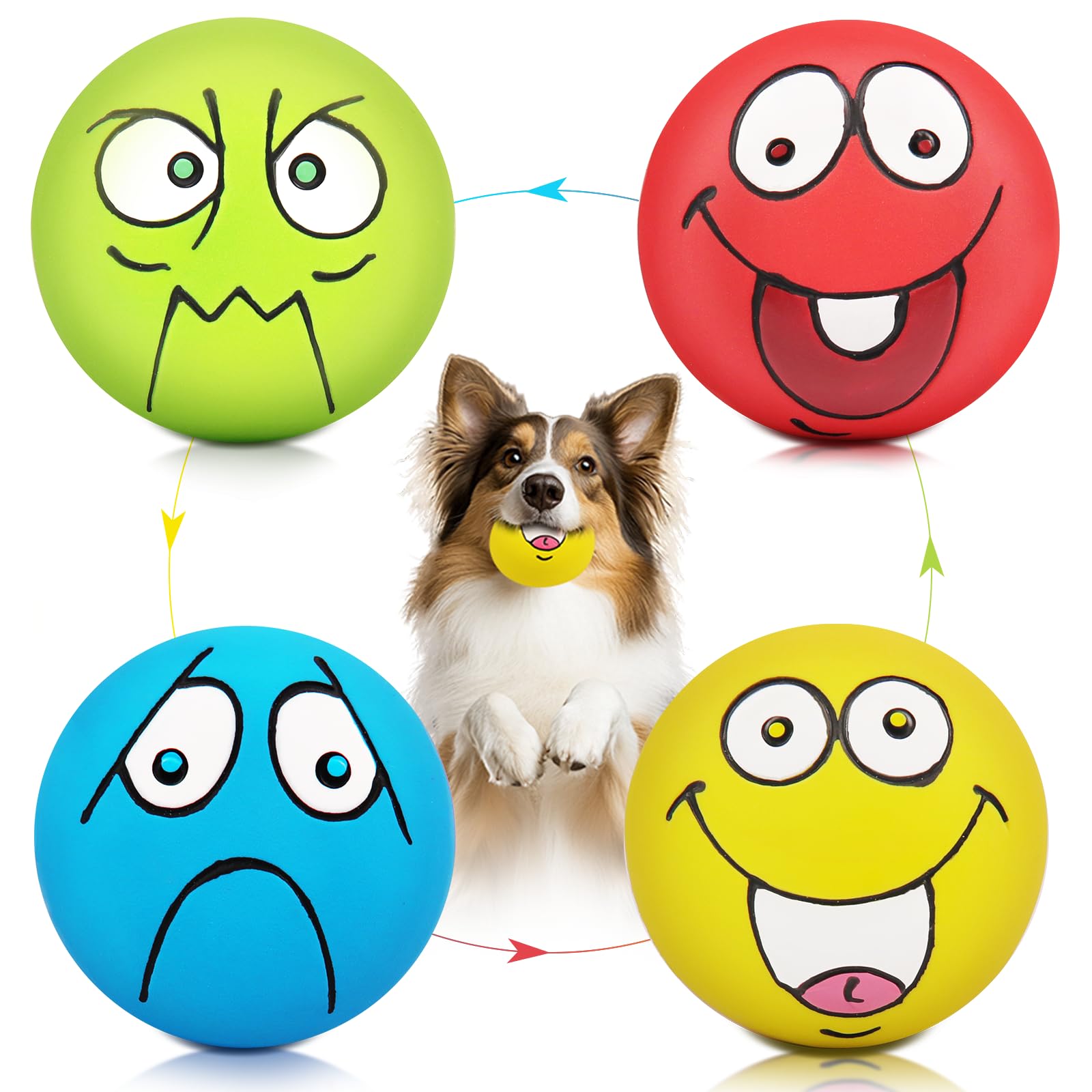 Juguete HDSX bola sonriente de latex, ideal para perros pequeños en juego suave.