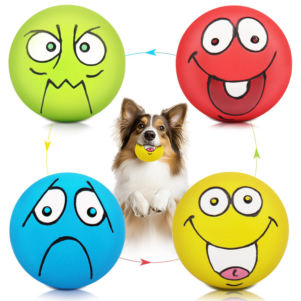 Juguete HDSX bola sonriente de latex, ideal para perros pequeños en juego suave.