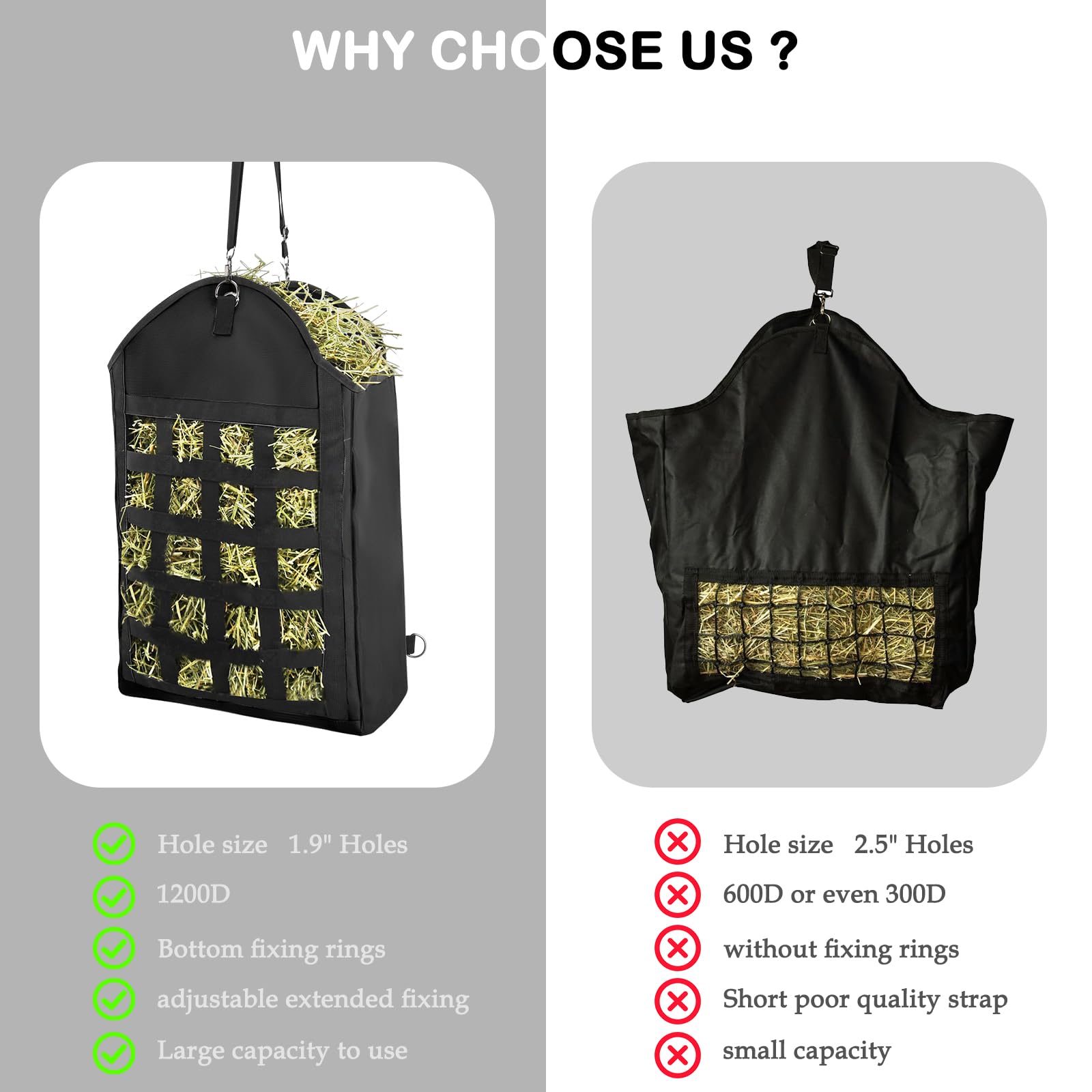 HDYEGY Hay Bag material resistente 1200D para uso diario