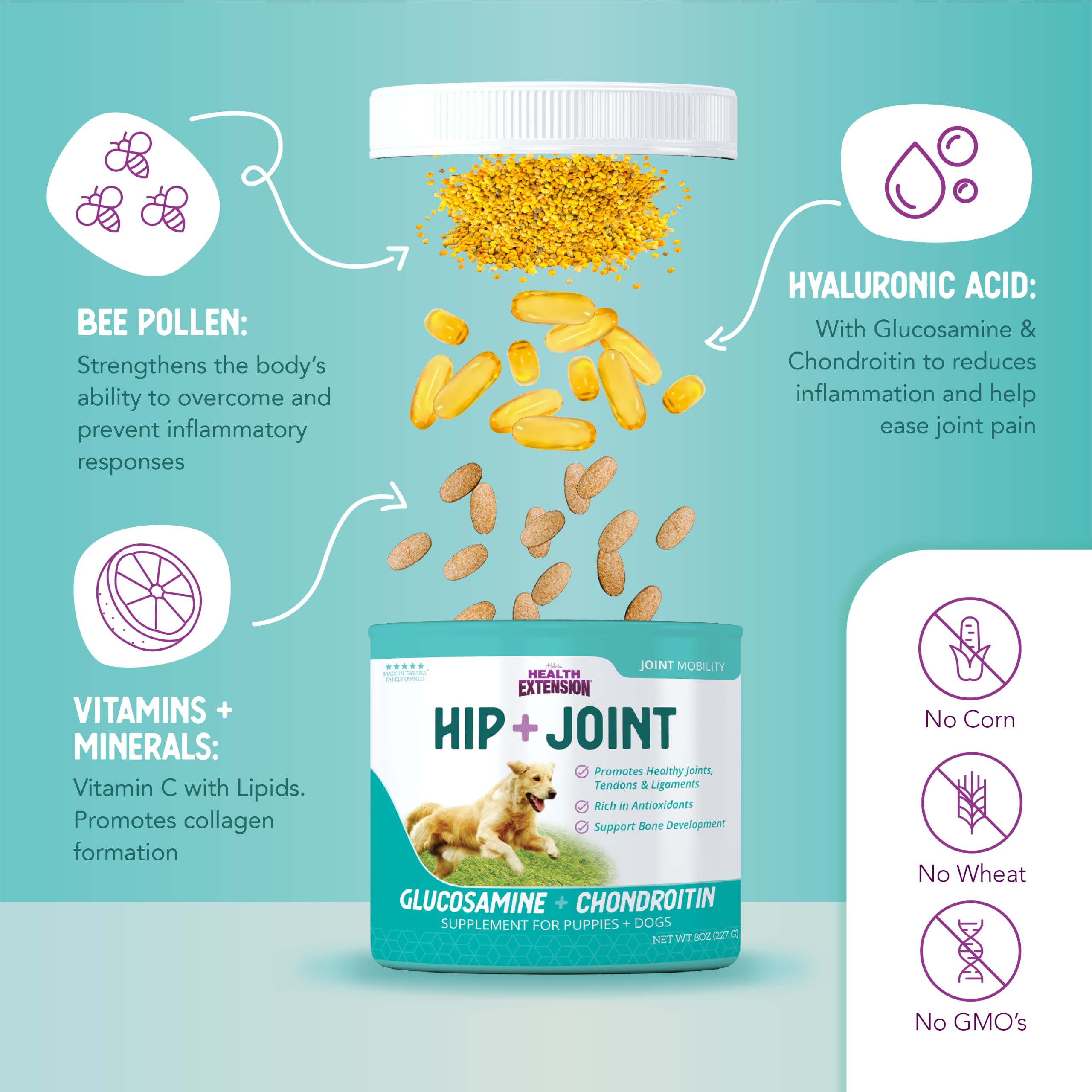 Health Extension Condroitina con Glucosamina: ingredientes naturales de calidad para una rutina diaria.