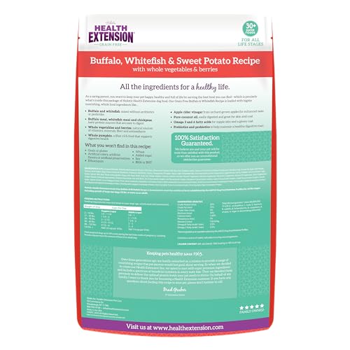 Health Extension Buffalo y Whitefish: ingredientes principales para músculos sanos.