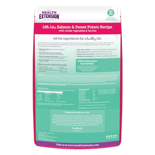 Health Extension sin granos con batata y vegetales para digestión suave.