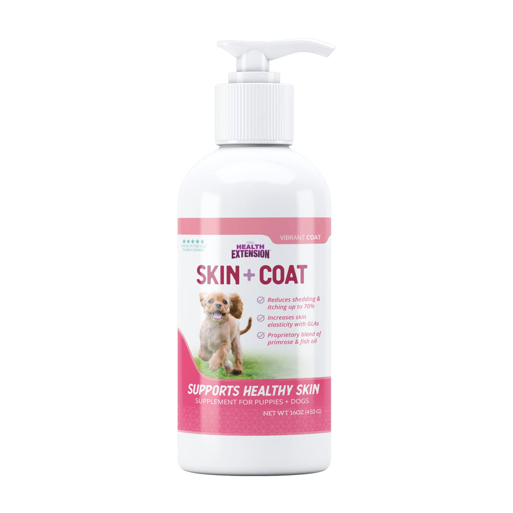 Health Extension Skin & Coat: dosificador para aplicación diaria y piel sana.