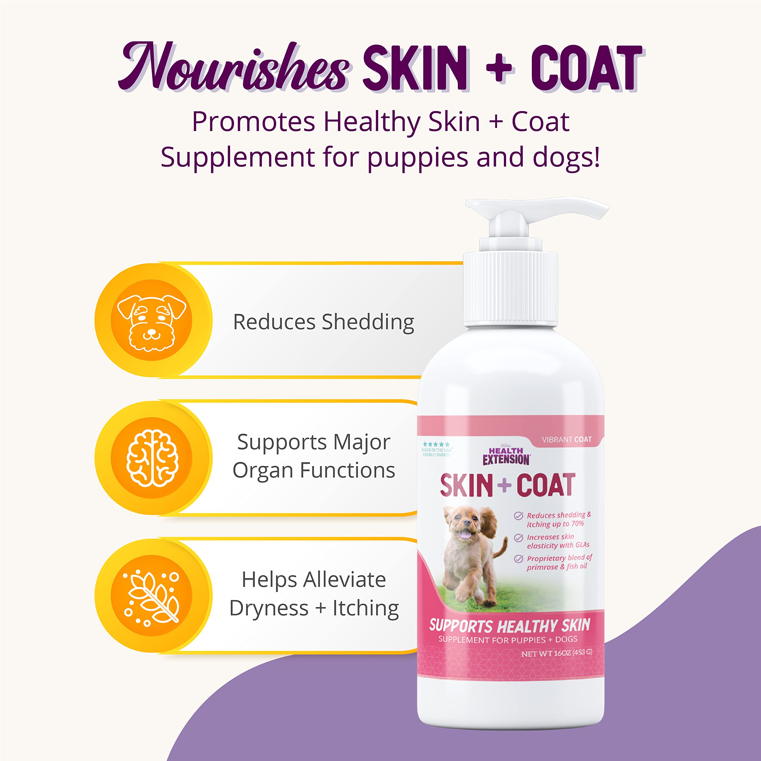 Health Extension Skin & Coat: reducción de la muda con uso diario.