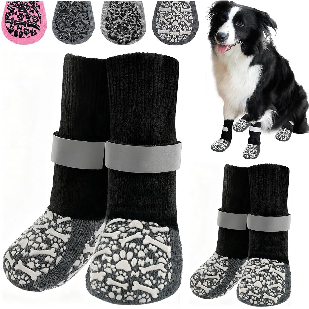 HeavenEye calcetines para perro, frontal, agarre antideslizante en pisos.