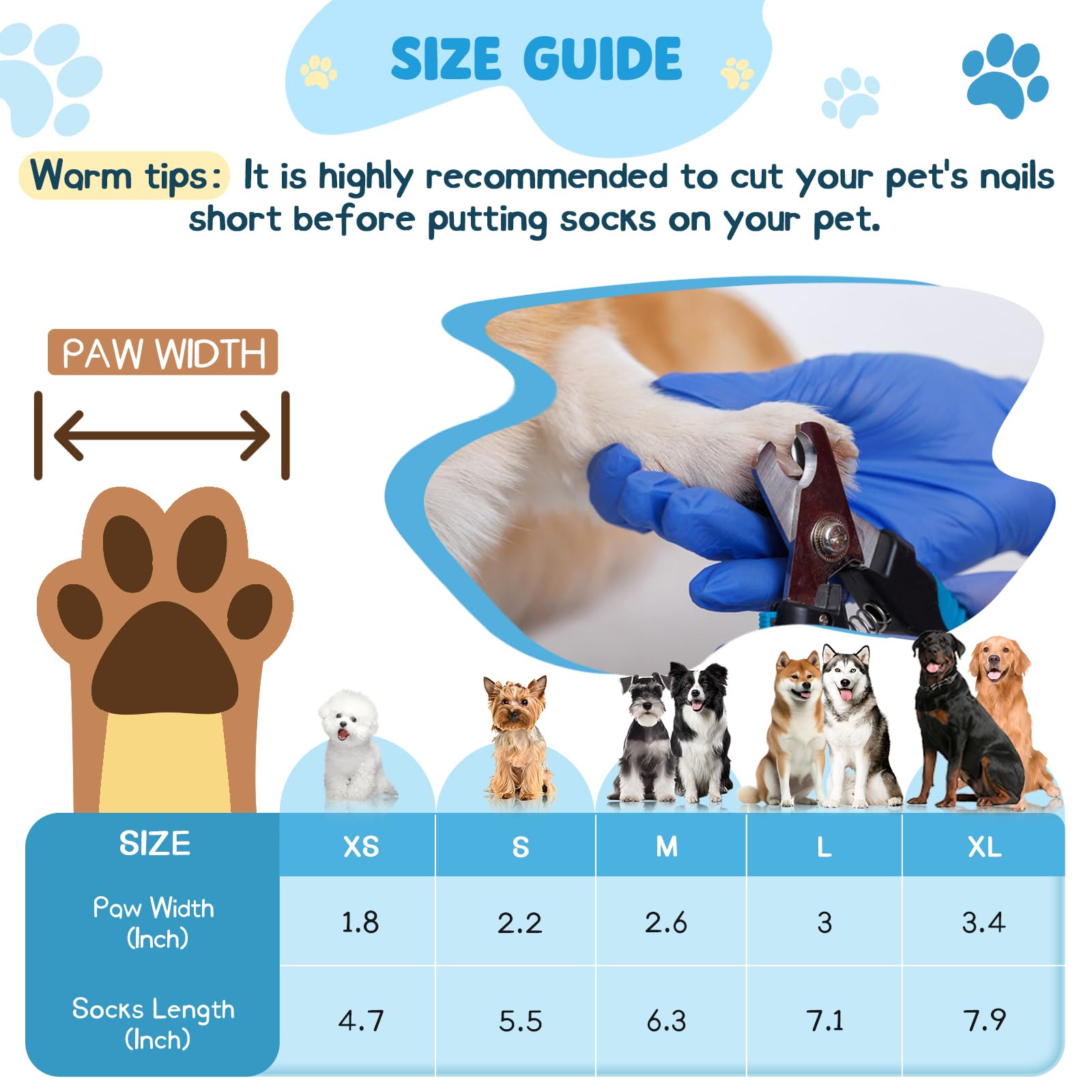 HeavenEye calcetines para perro, talla-ajuste para todas las razas.