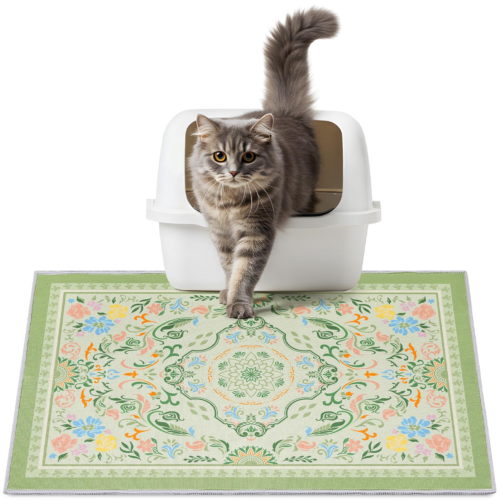 Hedgeink: tapete para arena de gato captura la arena caída y mantiene el suelo limpio.