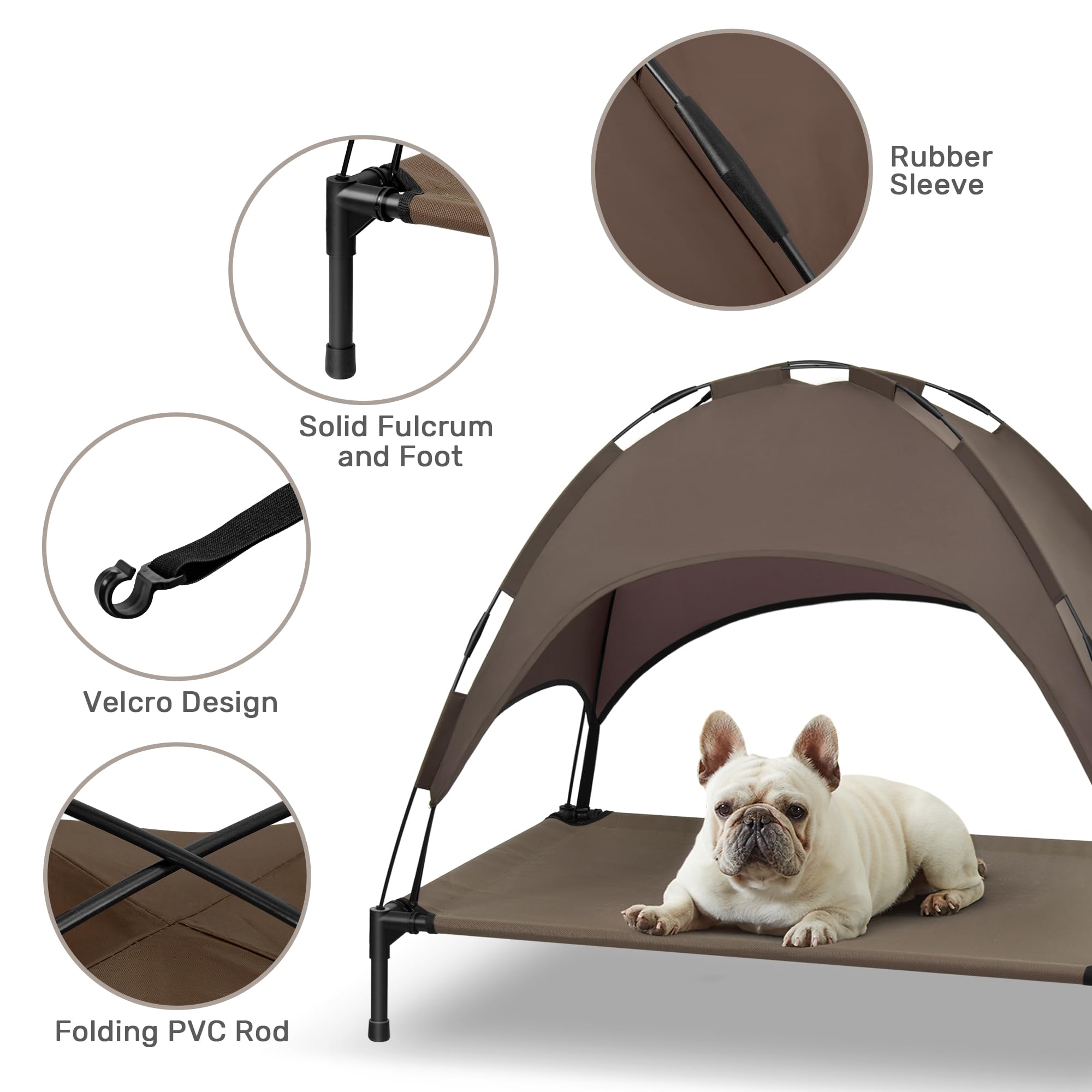Heeyoo cama para perro estructura de metal resistente ofrece estabilidad en exterior.