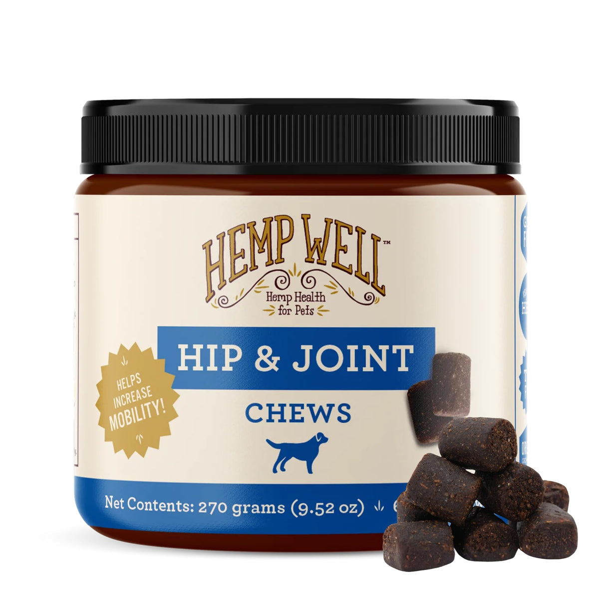 Hemp Well bocadillos suaves para articulaciones, mejora la movilidad diaria del perro.