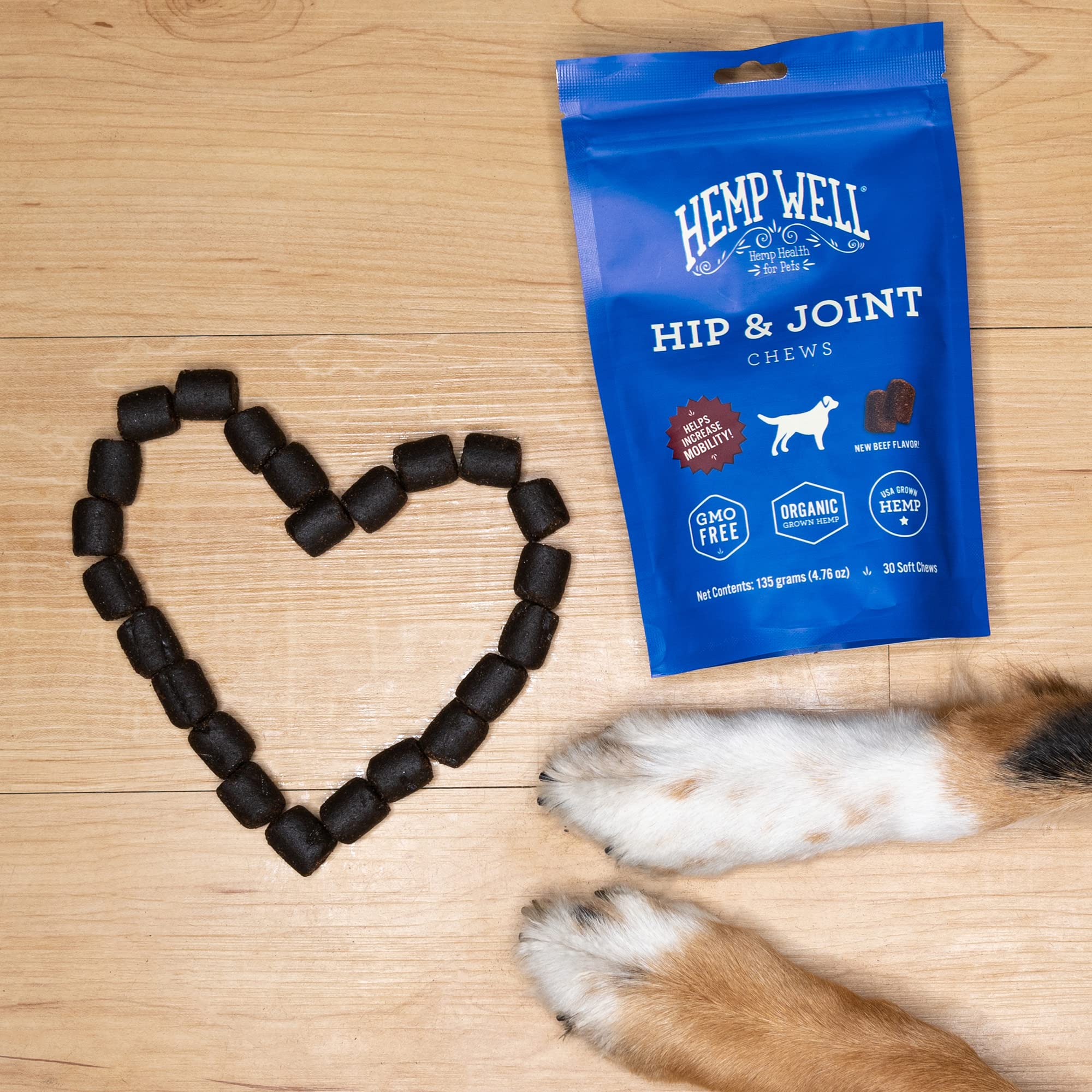Hemp Well textura suave para masticar, ideal para perros activos.