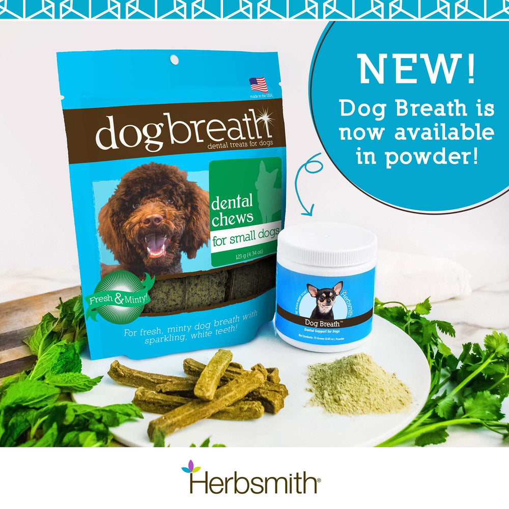 Herbsmith polvo dental, adecuado para perros pequeños con dientes sensibles.