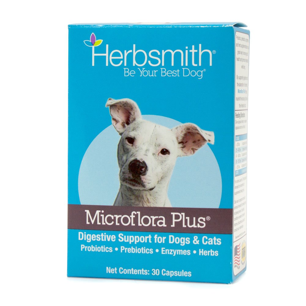 Herbsmith Microflora Plus cápsulas para perros, apoyo diario a la flora intestinal.