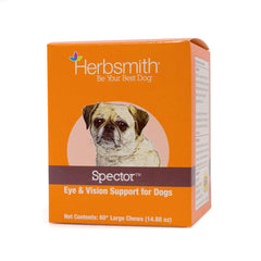 Envase de Herbsmith Spector con 60 masticables para la salud ocular.