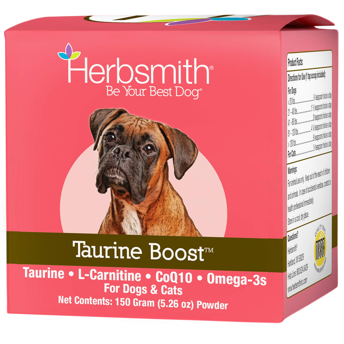 Herbsmith Taurine Boost en botella, apoyo cardíaco para mascotas.
