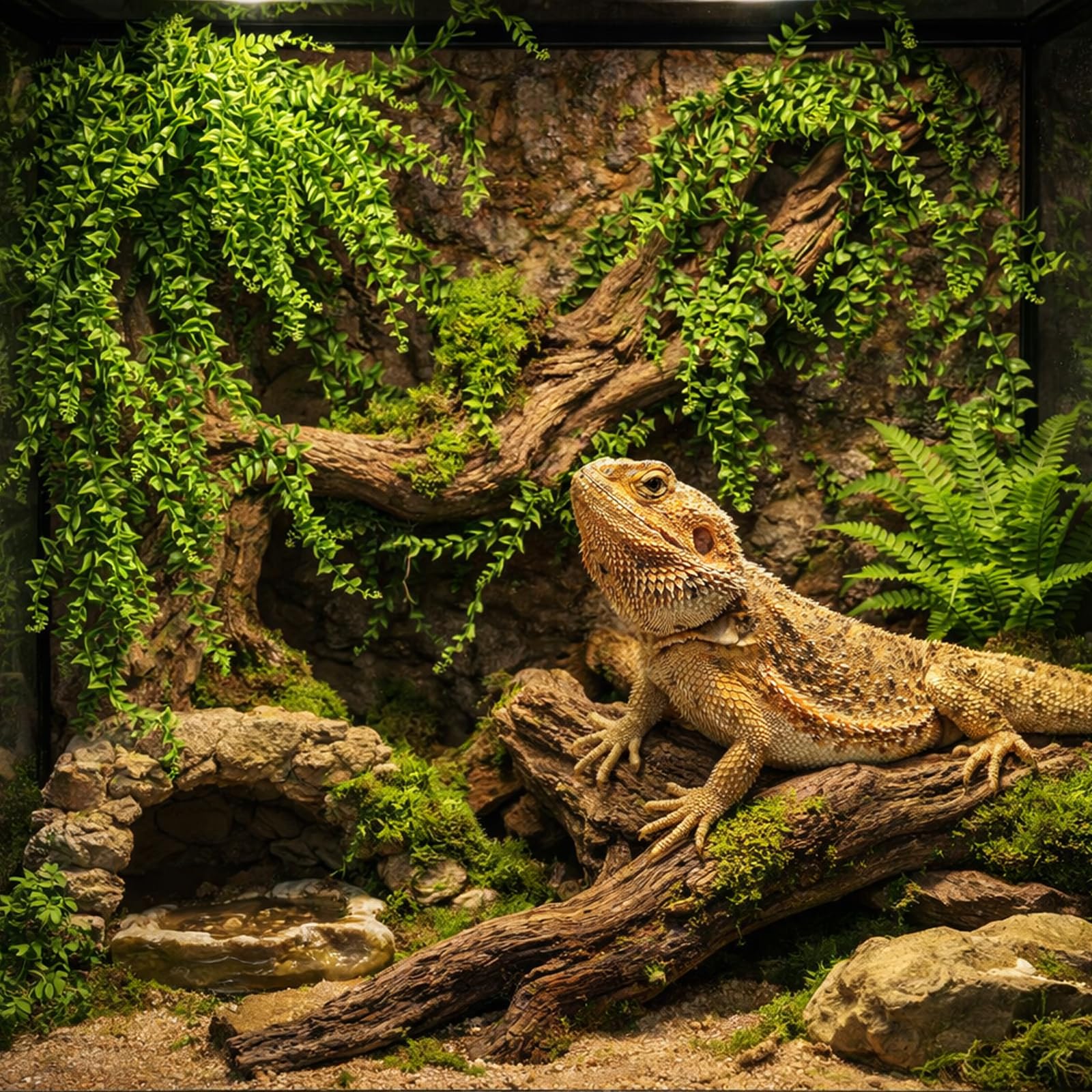 HERCOCCI Decoracion reptiles hojas coloridas para habitat vibrante.