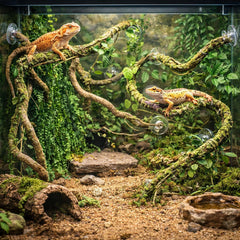 HERCOCCI hojas verdes largas, decoración versátil para reptiles.