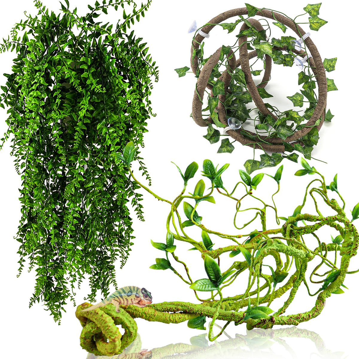 HERCOCCI vides verdes para terrario, aspecto natural y seguro para reptiles.
