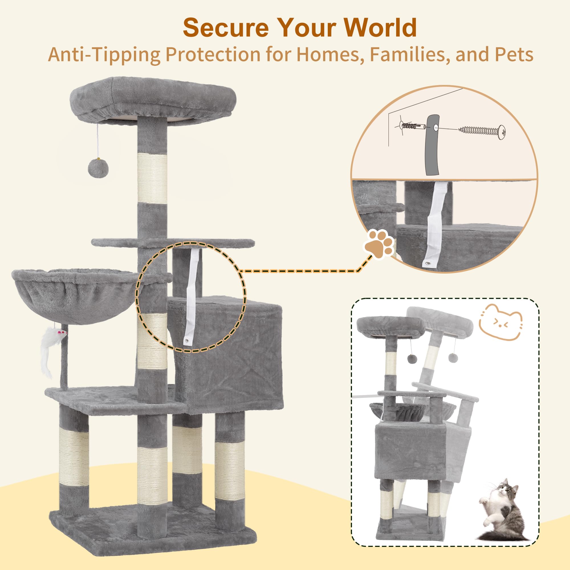 Heybly Cat Tree base estable para seguridad