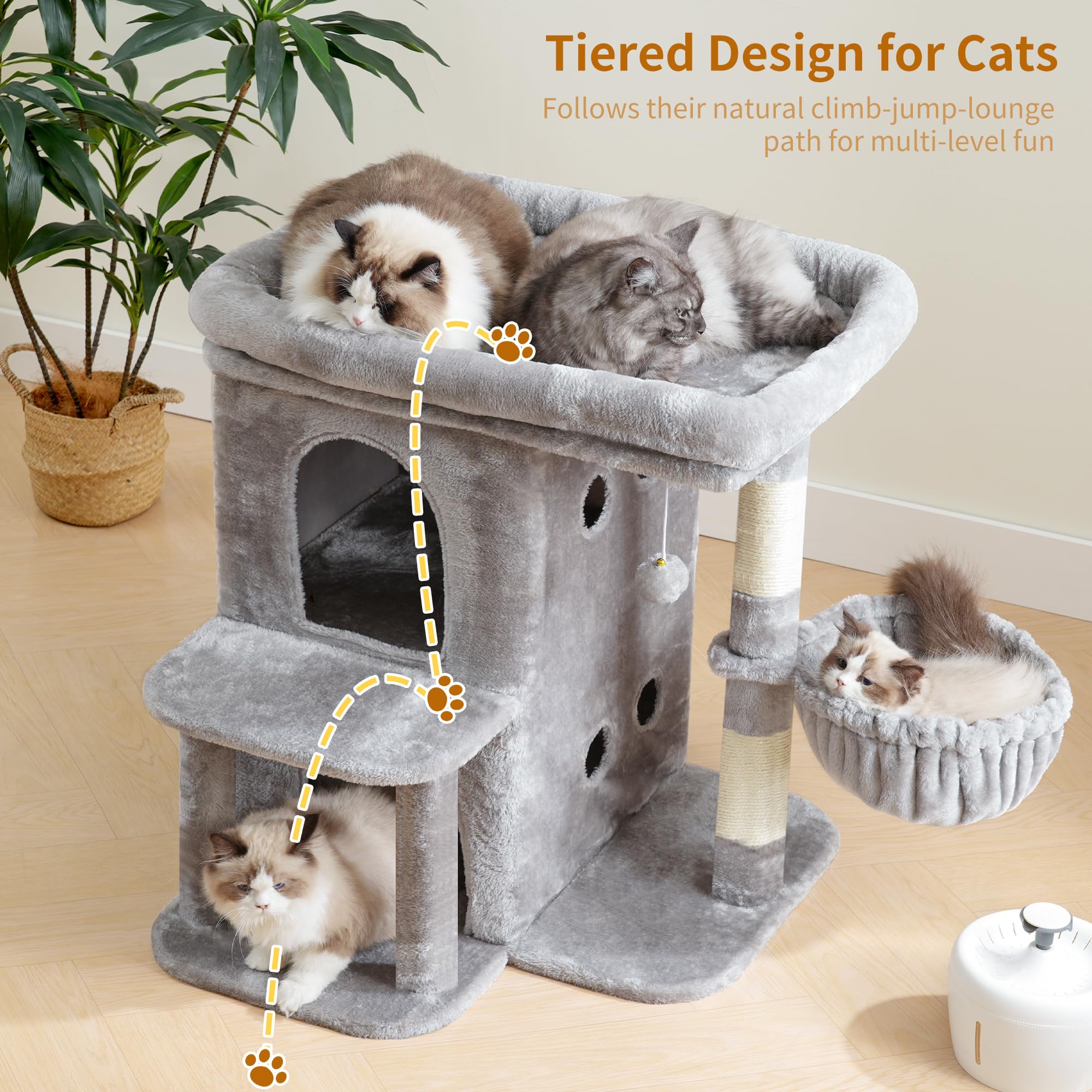 Heybly torre para gatos, cesta acogedora para siestas suaves.