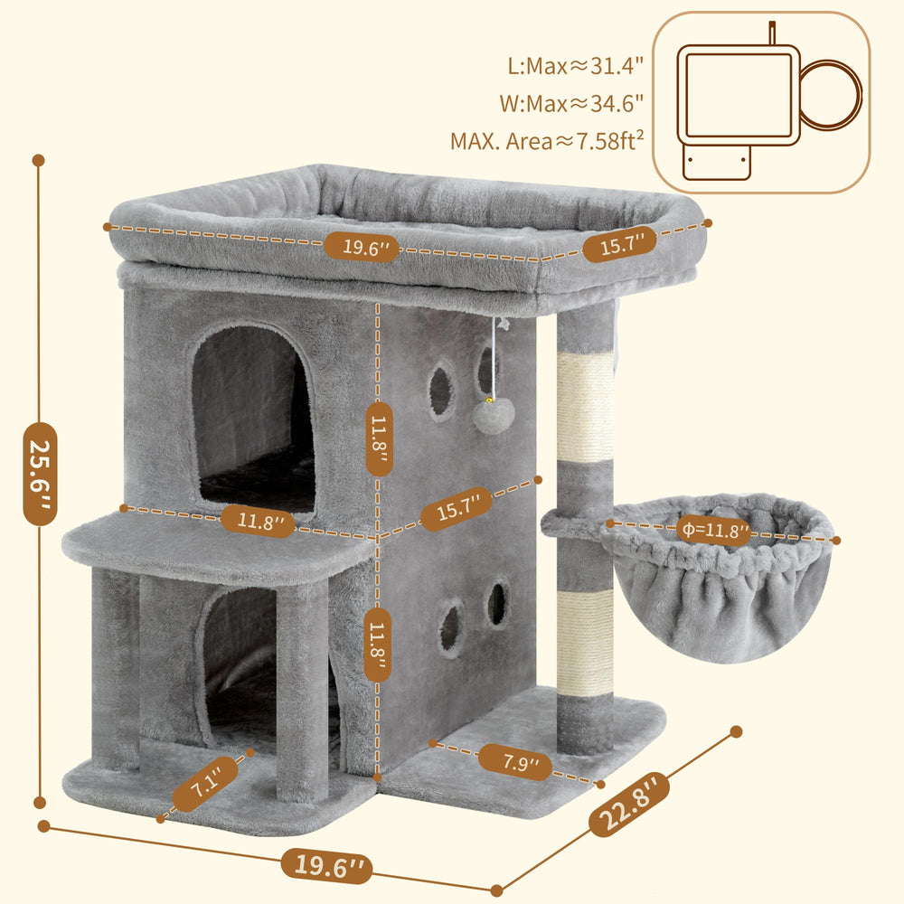 Heybly torre para gatos, poste de sisal y juguete pompón para juego y afilar uñas.