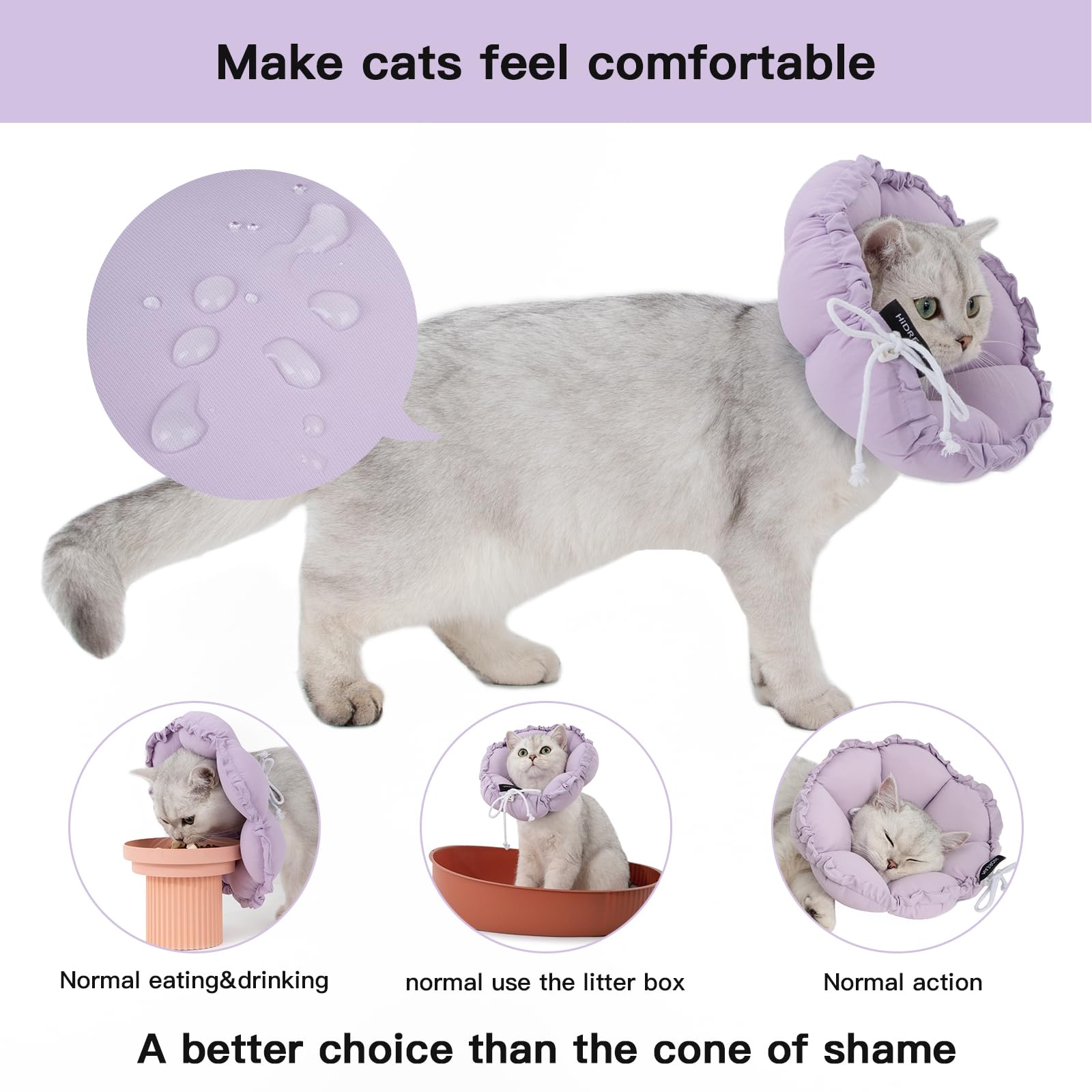 H HIDREAM cono gato, ajuste adaptable para un ajuste seguro sin irritar