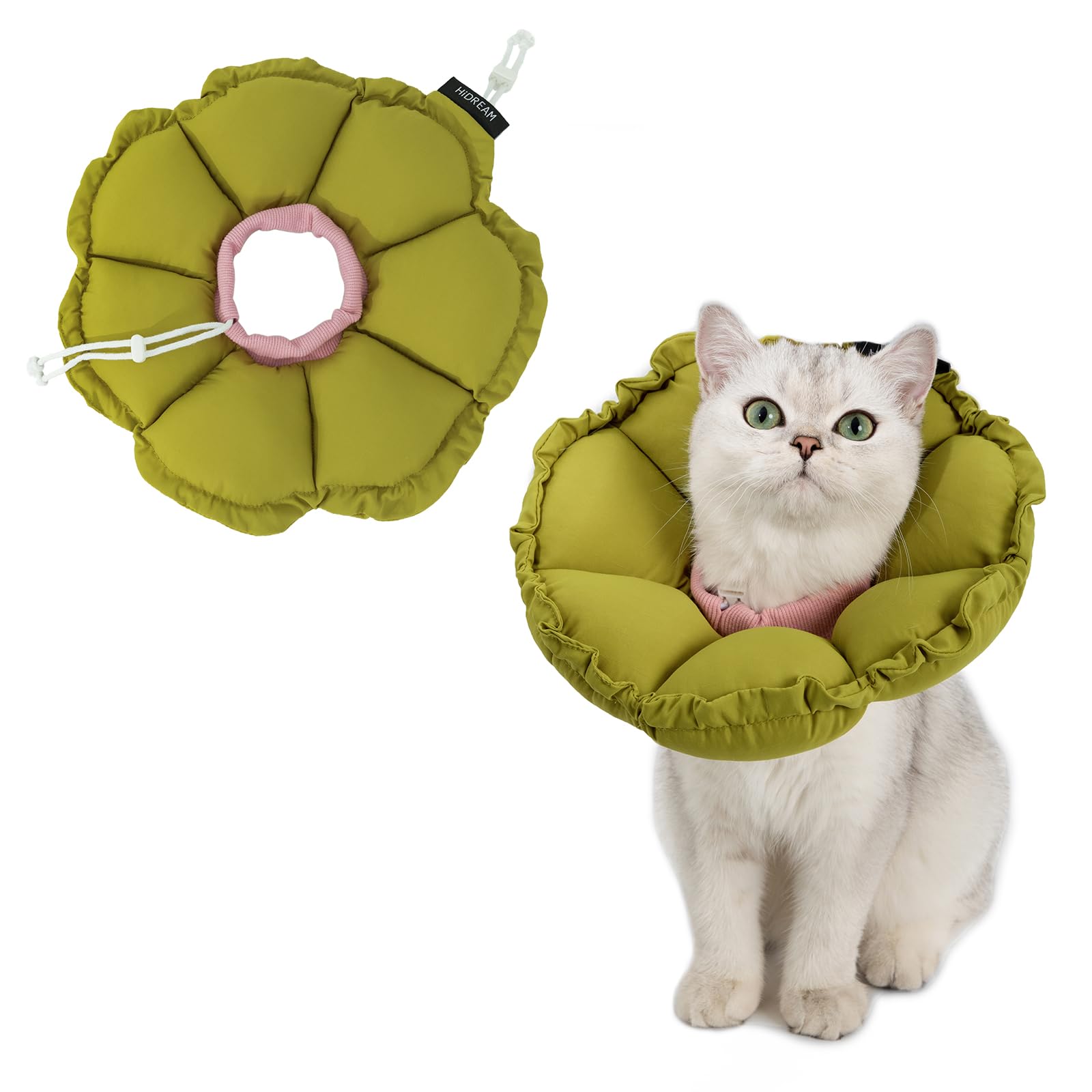 H HIDREAM collar cono gato suave verde flor, protección suave para la cabeza