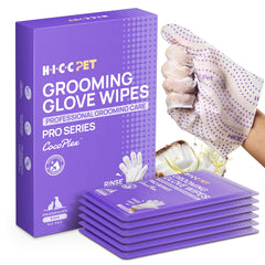 HICC PET Glove Wipes Pro frontal 3D para limpieza profunda del pelaje.