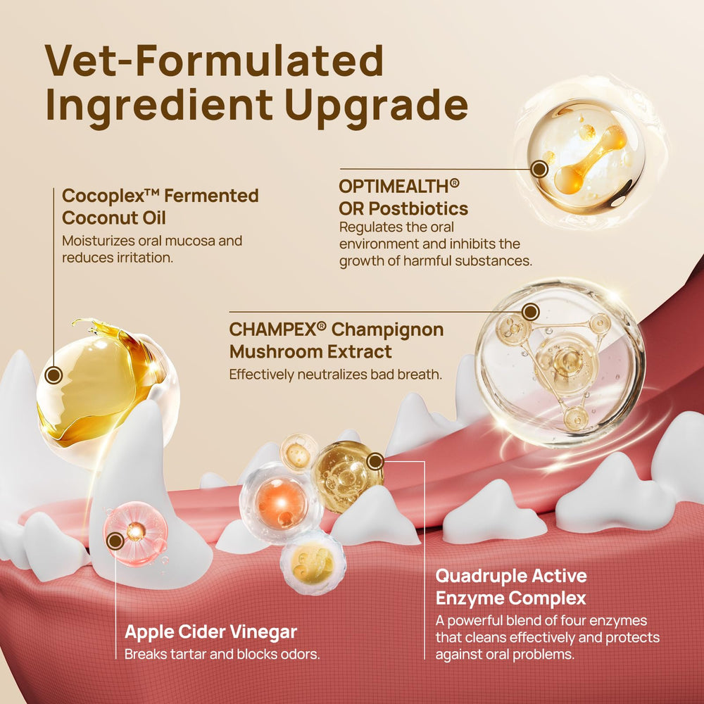HICC PET Pro: texturas doble cara para limpiar encías y molares.