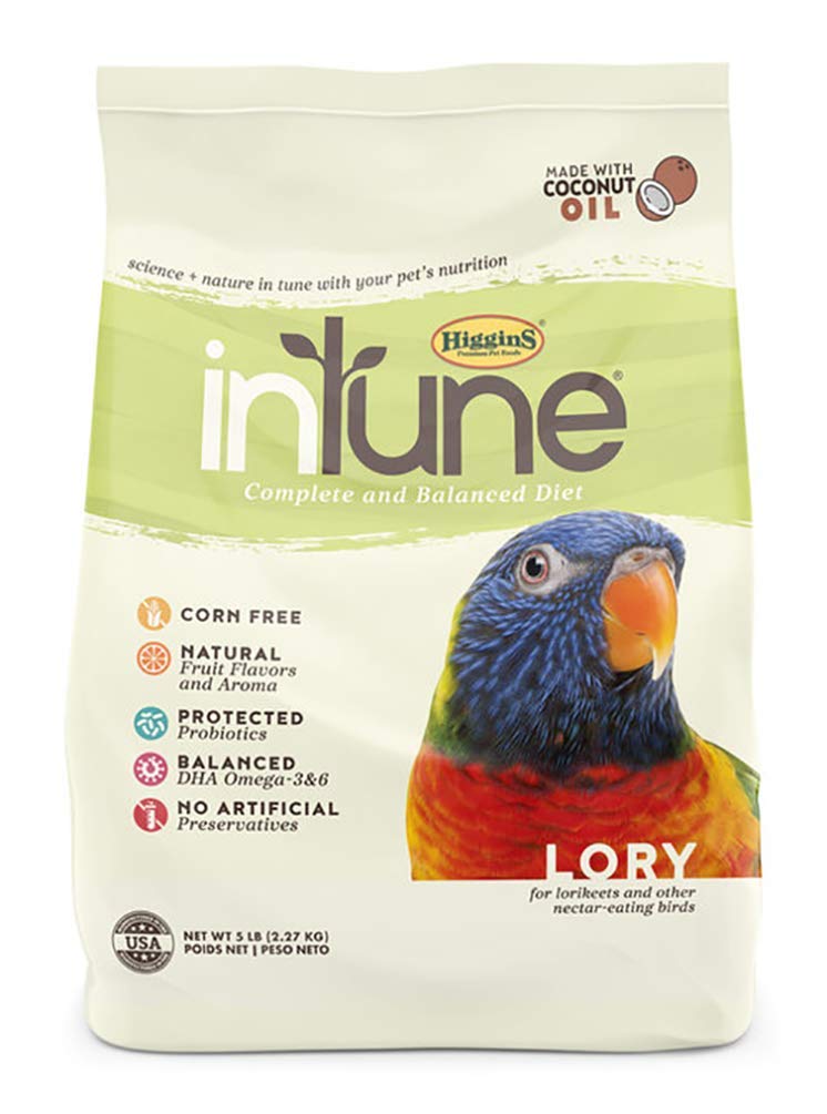 Higgins Intune Lory, alimento para aves, apoya dieta equilibrada para todas las etapas.