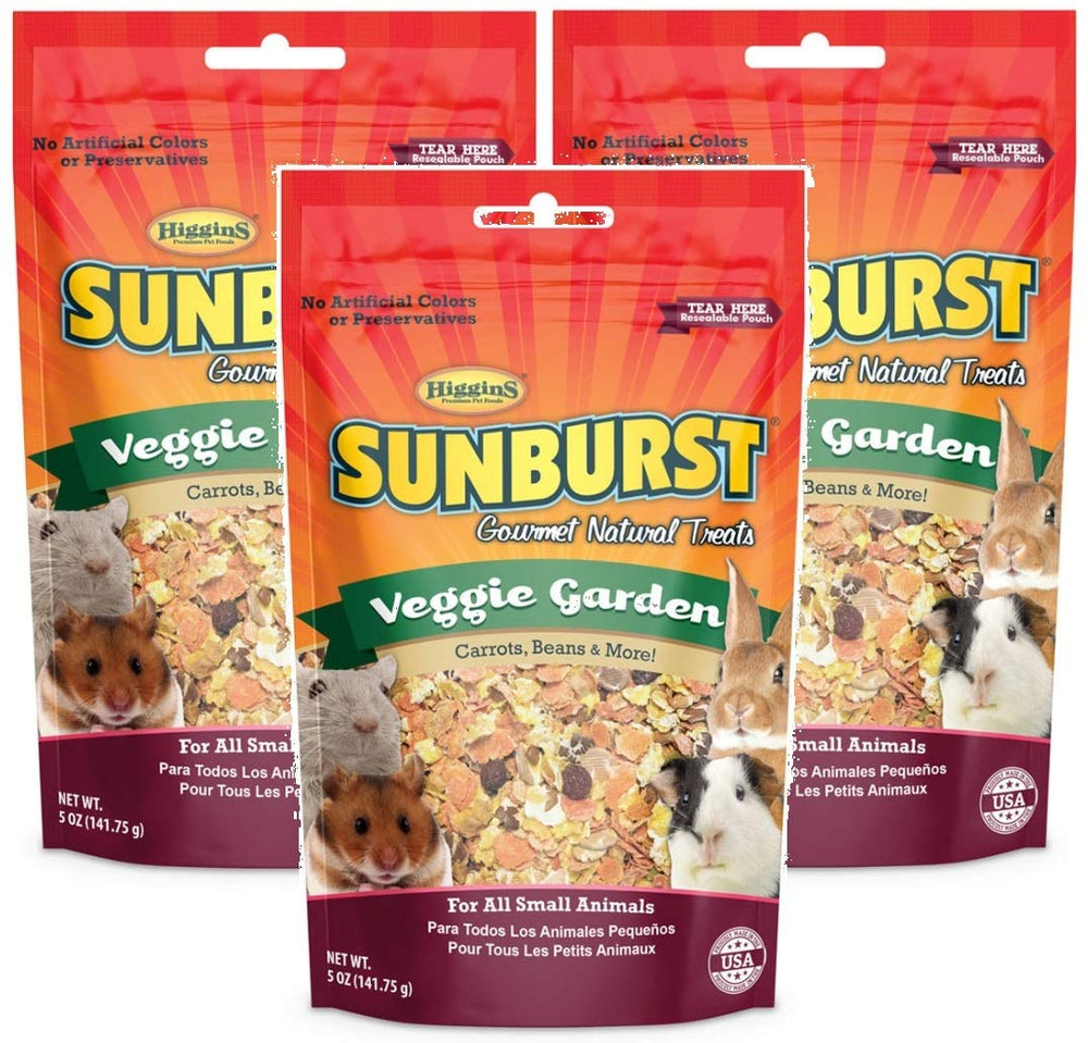 Higgins Sunburst Veggie Garden: paquete de 3x5 oz, golosinas naturales para mascotas pequeñas
