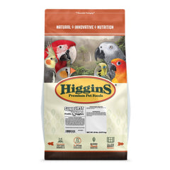 Higgins Sunburst para aves grandes, bolsa frontal con mezcla de frutas y verduras para dieta equilibrada.