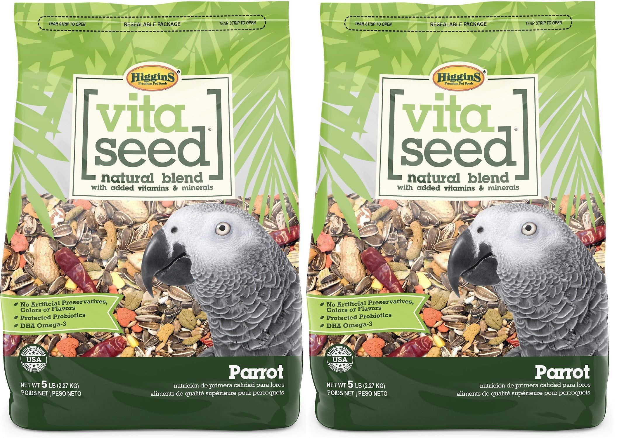 Higgins Vita Seed Natural Blend para loros, bolsa-5-libras, nutrición integral para aves.