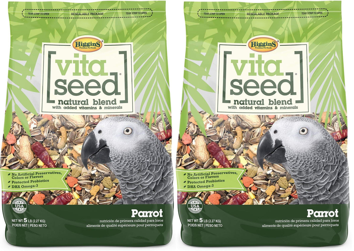 Higgins Vita Seed Natural Blend para loros, bolsa-5-libras, nutrición integral para aves.