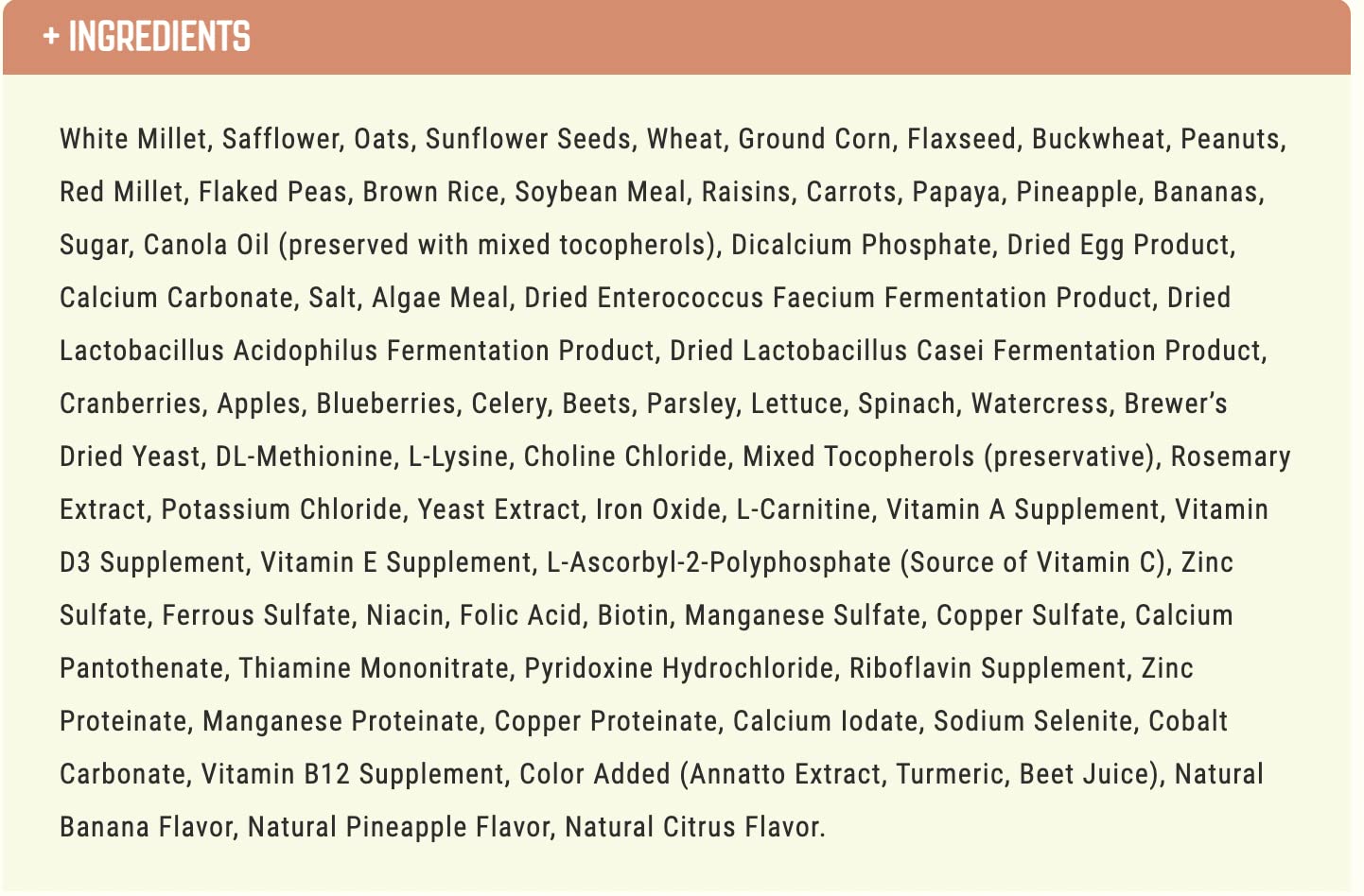 Pellets enriquecidos de Higgins Vita Seed Natural Blend para una dieta balanceada diaria