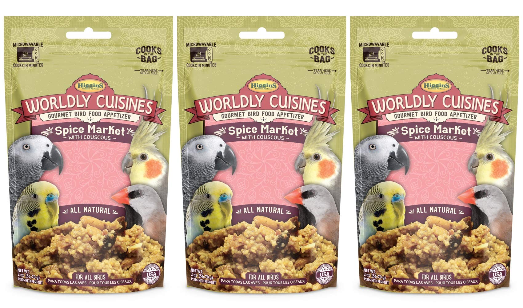 Higgins Worldly Cuisines Spice Market, bocaditos para aves que estimulan el forraje