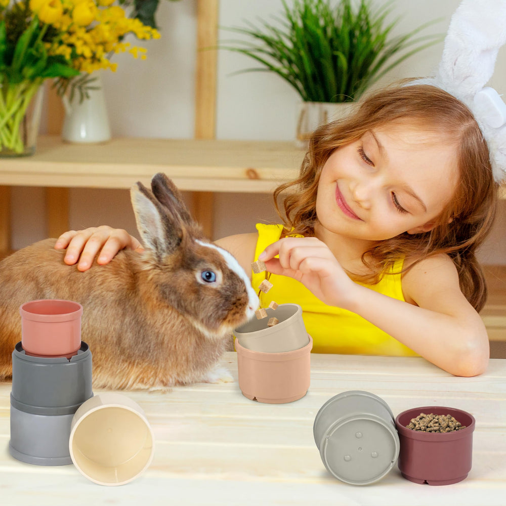 HIIMALEX conjunto de tazas para conejos, favorece hábitos de alimentación pausados.