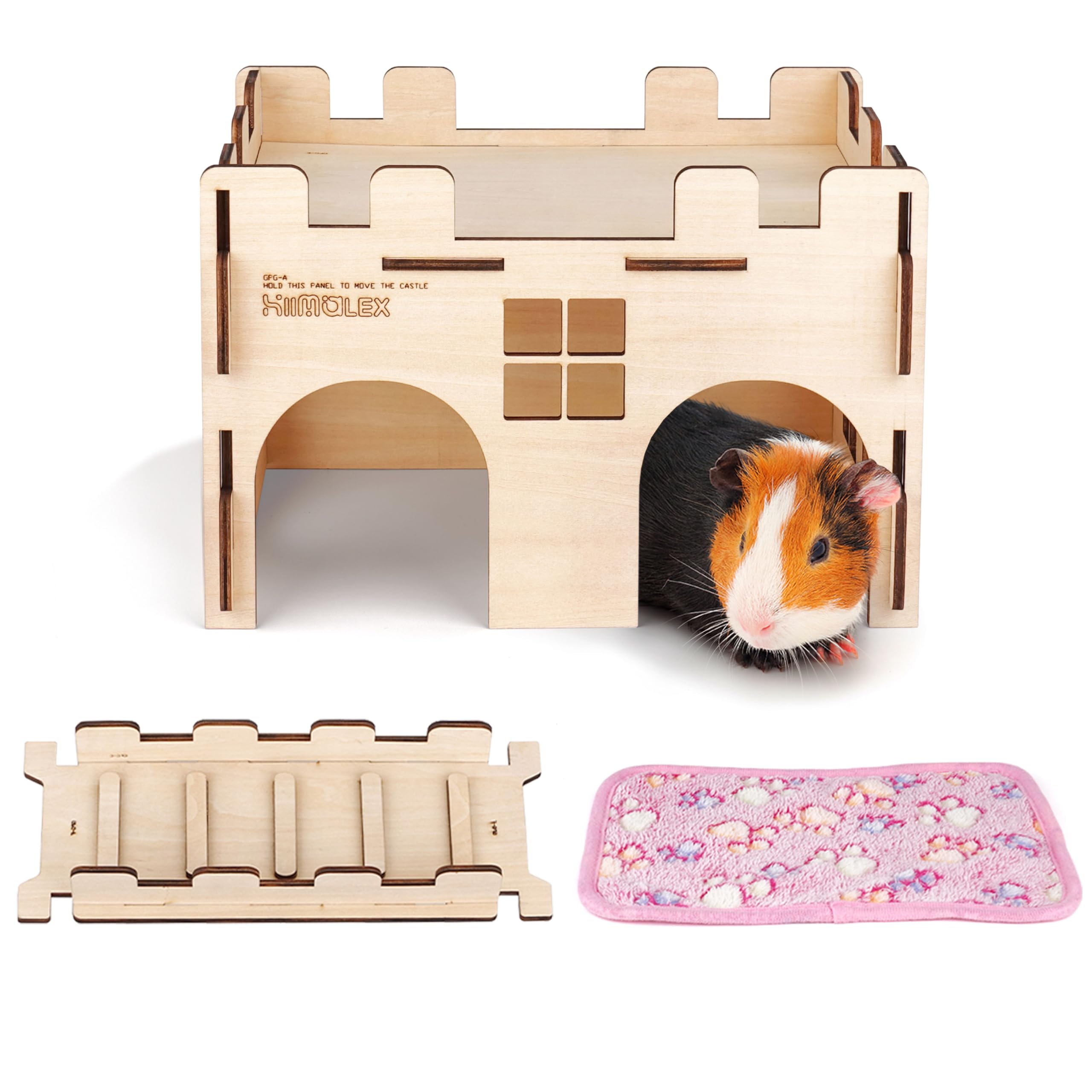 HIIMALEX Escondite Castillo de Madera ofrece refugio seguro y estimulante para tu cobaya.