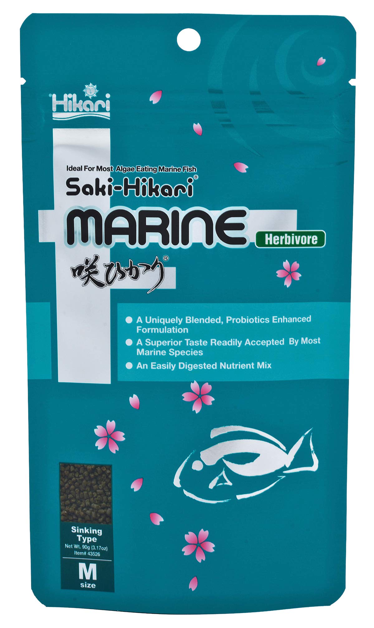 Hikari 042221: empaque de pellets marinos para peces herbívoros.