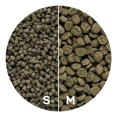 Pellets se deshacen en agua para una alimentación rápida.