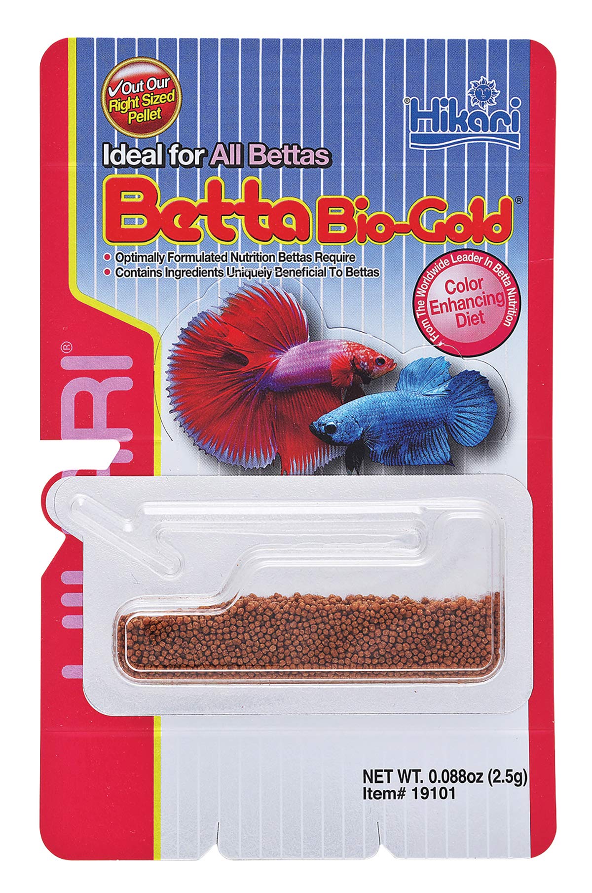 Hikari Betta Bio-Gold Baby Pellets: empaque visible para planificar la dieta diaria.