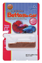 Hikari Betta Bio-Gold Baby Pellets: empaque visible para planificar la dieta diaria.