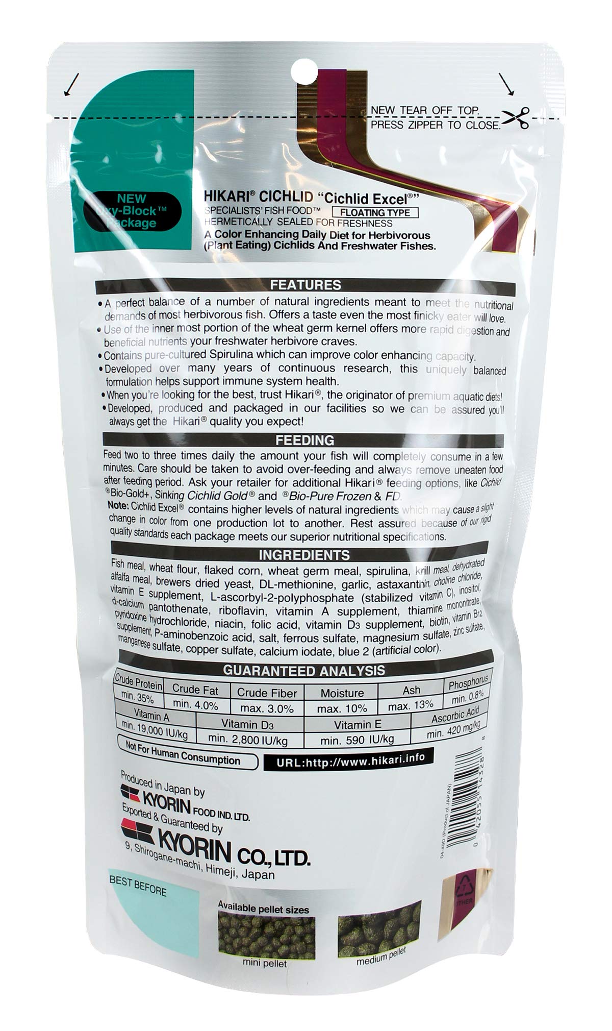 Hikari Cichlid Excel alimento flotante nutritivo para dieta equilibrada