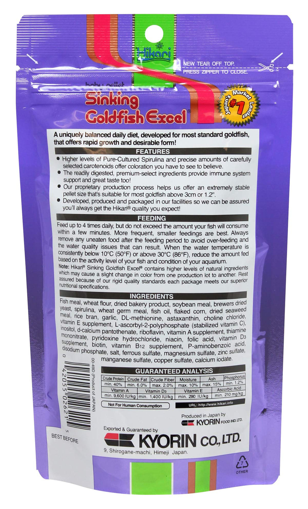 Hikari Excel: gránulos hundiéndose para digestión suave
