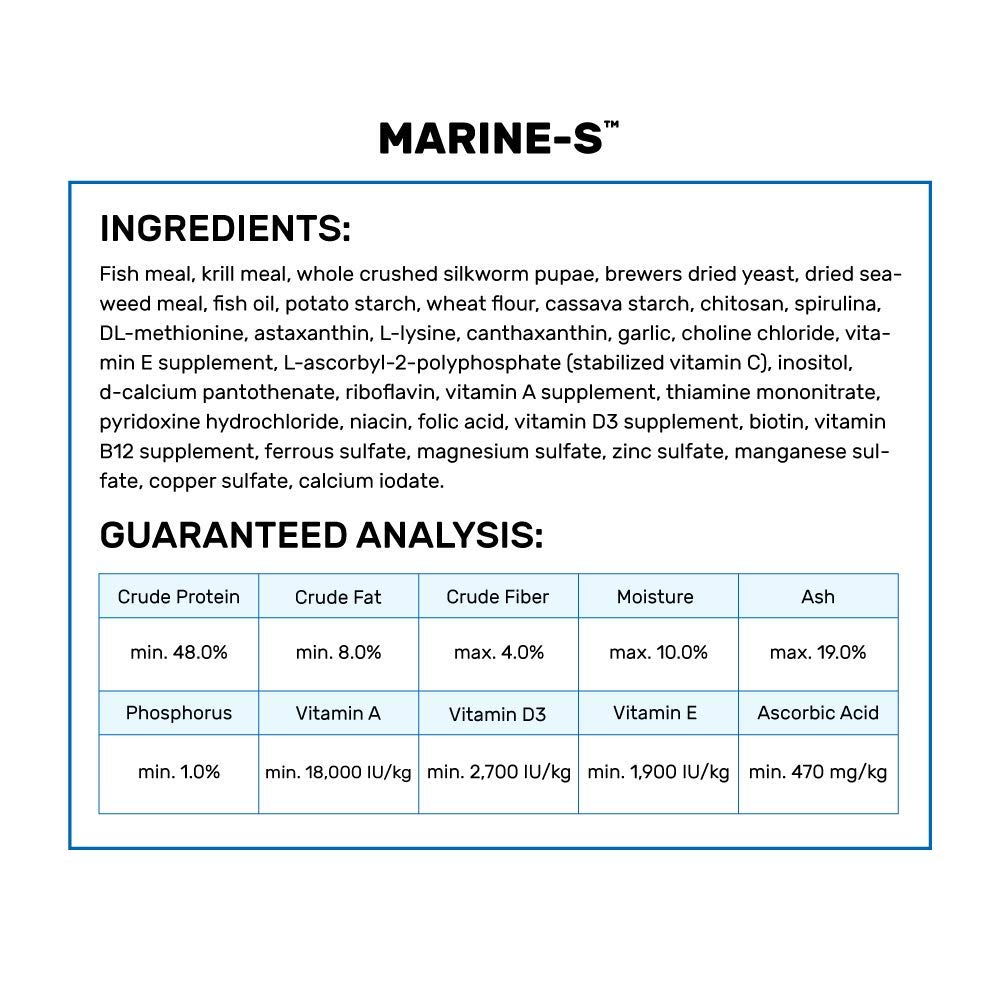 Pellets suaves y esponjosos de Hikari Marine-S para una ingesta fácil.