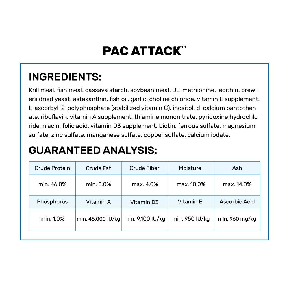Hikari Pac Attack: etiqueta nutricional detallada y clara