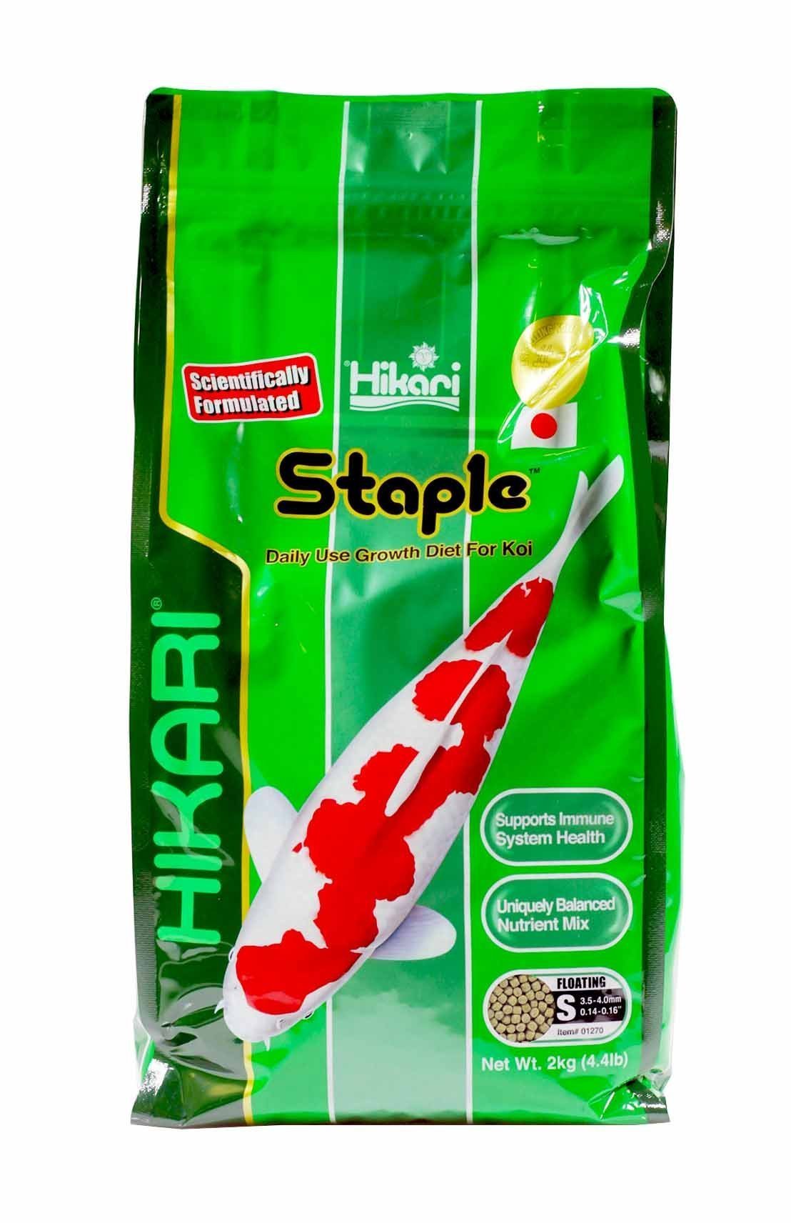 Hikari Staple Koi Food Mini Pellet, visual diario, alimento equilibrado para koi sanos.