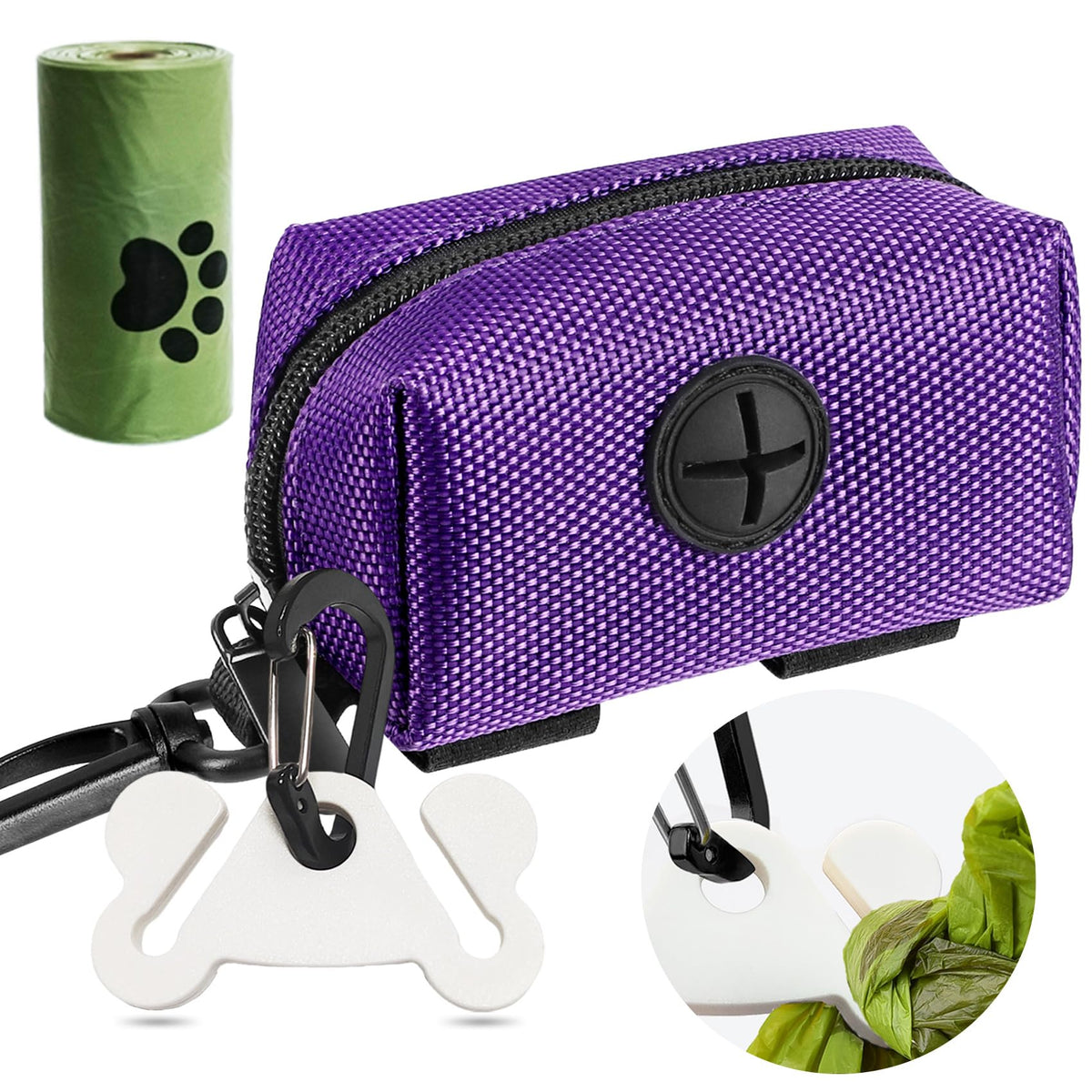 Hilihali dispensador de bolsas para perro sujeto a la correa, paseos más cómodos.