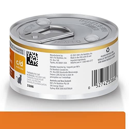 Etiqueta de Hill's c/d Multicare en lata con información de ingredientes.