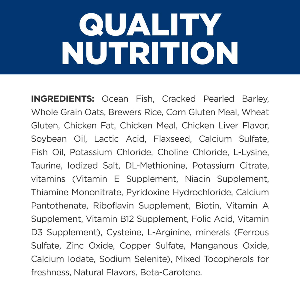 Hill's c/d Multicare para gatos, ingredientes de pescado oceánico en fórmula